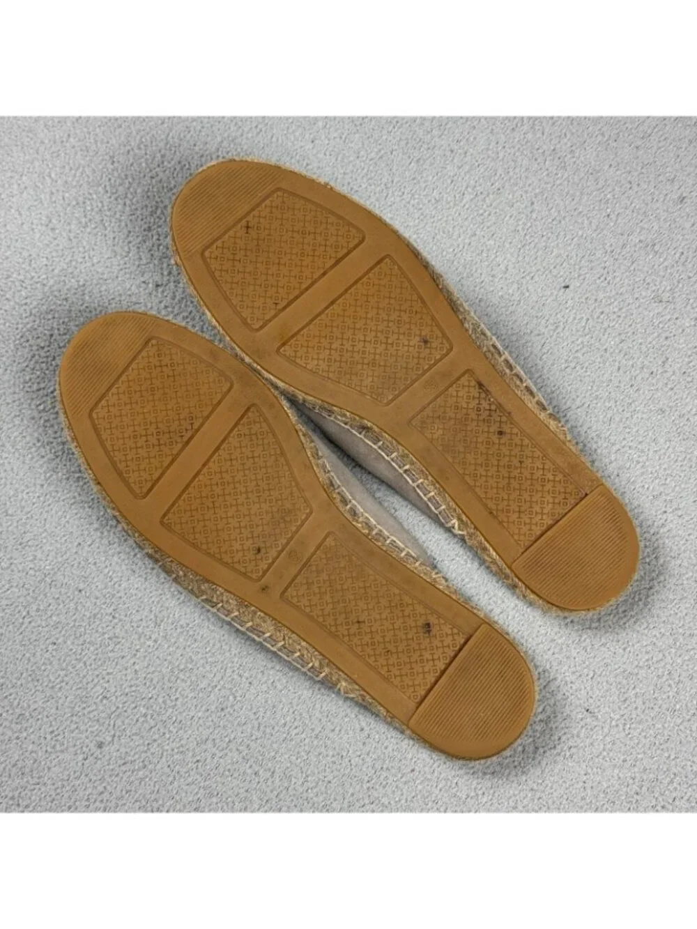 Tory Burch Suede Espadrille Mules Womens Size 8.5 M Taupe Slides Flat Slipper